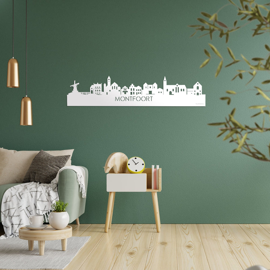 Skyline Montfoort Wit glanzend gerecycled kunststof cadeau decoratie relatiegeschenk van WoodWideCities
