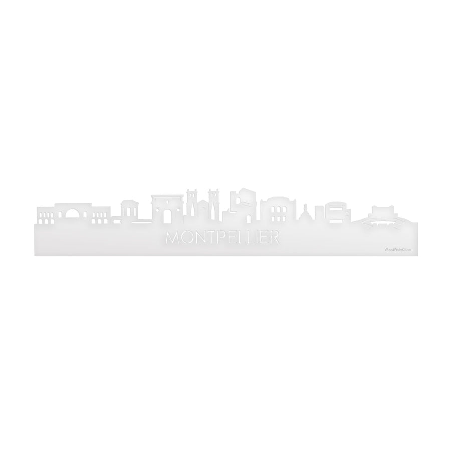 Skyline Montpellier Wit glanzend gerecycled kunststof cadeau decoratie relatiegeschenk van WoodWideCities