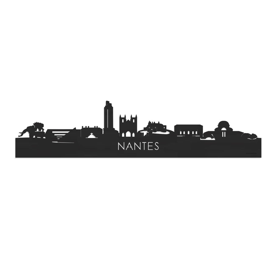 Skyline Nantes Zwart houten cadeau decoratie relatiegeschenk van WoodWideCities