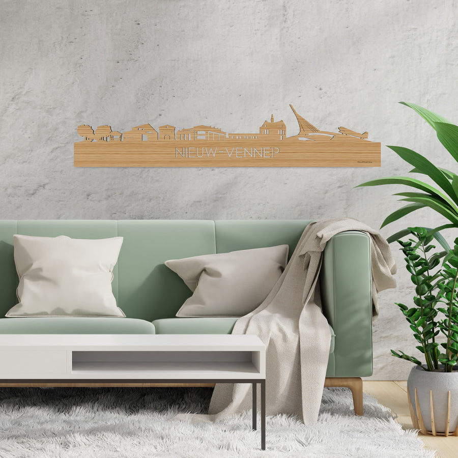 Skyline Nieuw-Vennep Bamboe houten cadeau decoratie relatiegeschenk van WoodWideCities