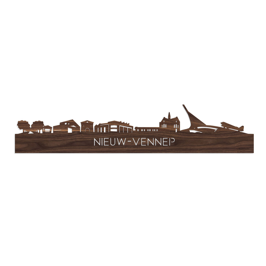 Skyline Nieuw-Vennep Noten houten cadeau decoratie relatiegeschenk van WoodWideCities