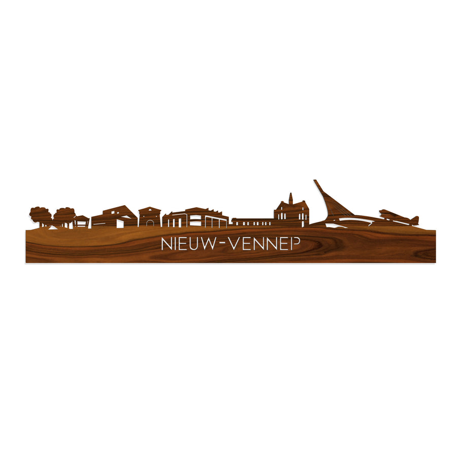 Skyline Nieuw-Vennep Palissander houten cadeau decoratie relatiegeschenk van WoodWideCities