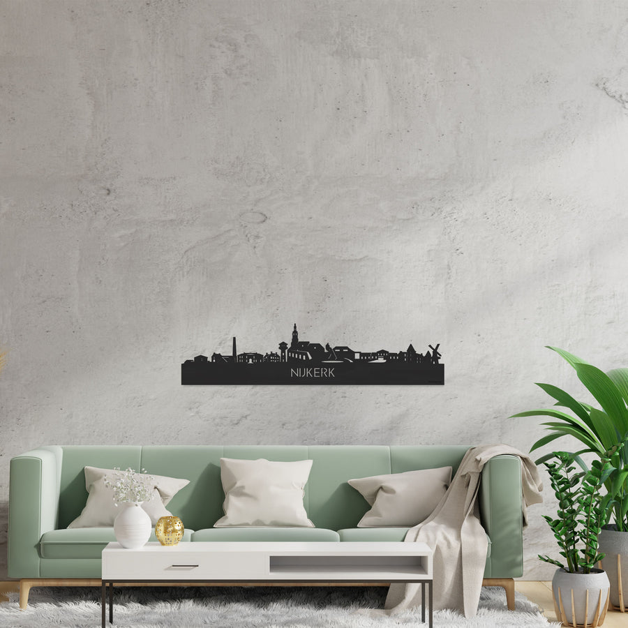 Skyline Nijkerk Zwart houten cadeau decoratie relatiegeschenk van WoodWideCities