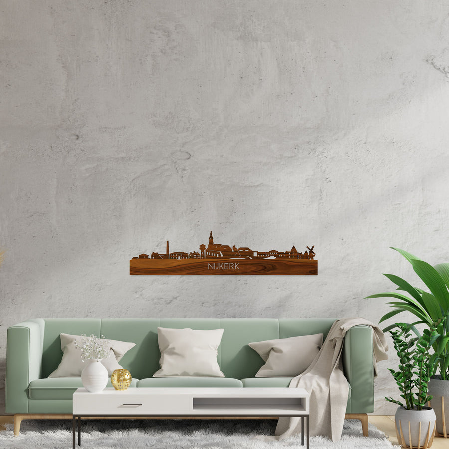 Skyline Nijkerk Palissander houten cadeau decoratie relatiegeschenk van WoodWideCities