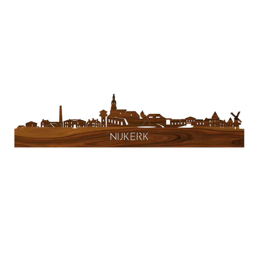 Skyline Nijkerk Palissander houten cadeau decoratie relatiegeschenk van WoodWideCities