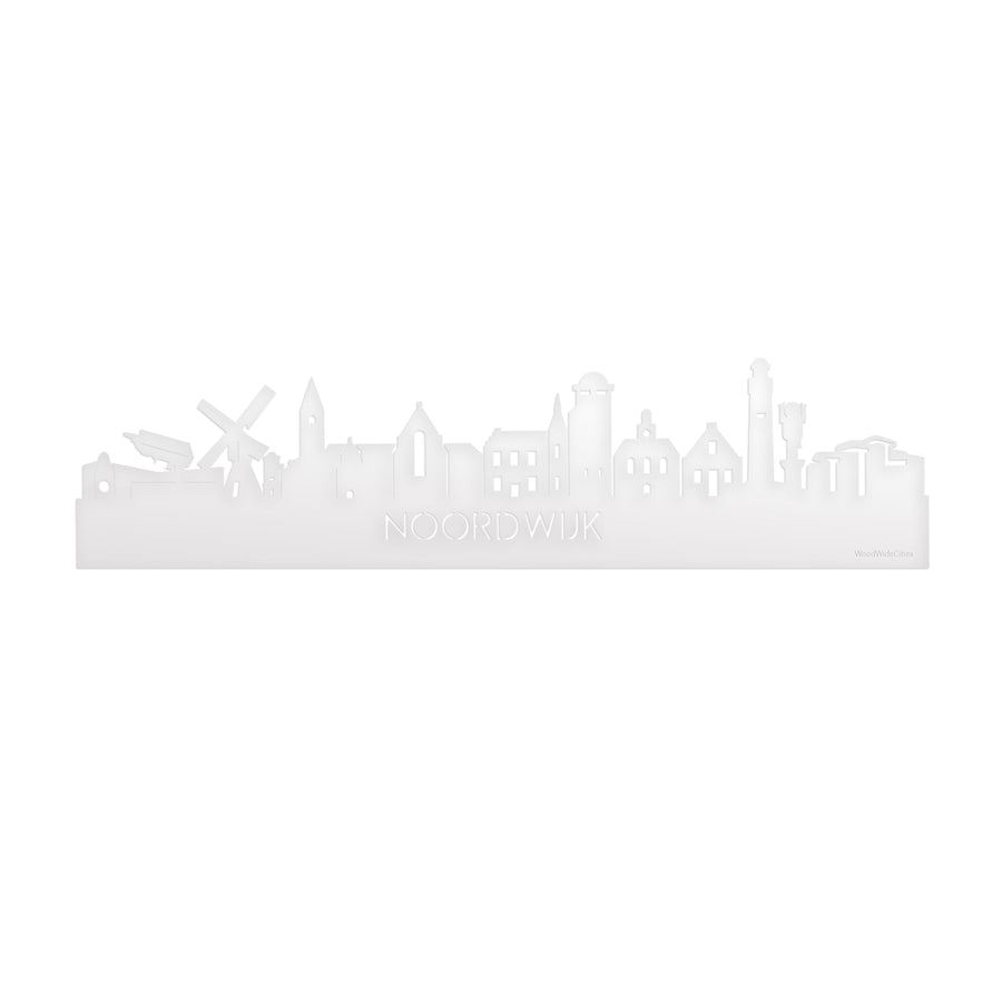 Skyline Noordwijk Wit glanzend gerecycled kunststof cadeau decoratie relatiegeschenk van WoodWideCities