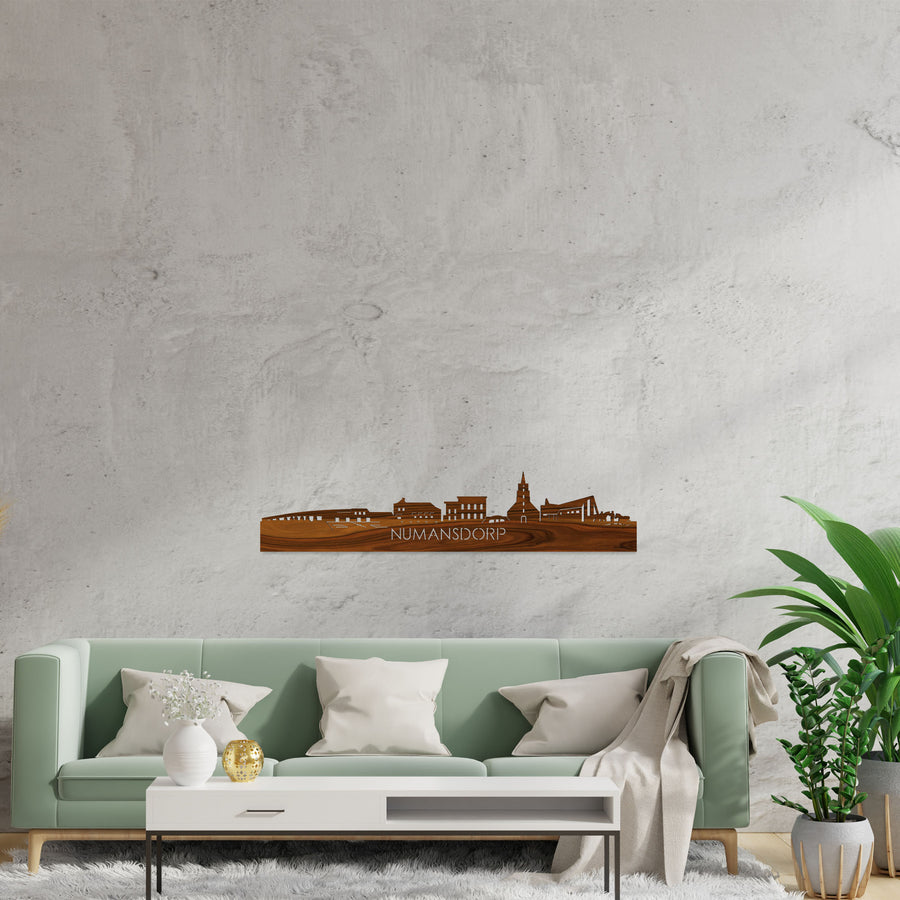 Skyline Numansdorp Palissander houten cadeau decoratie relatiegeschenk van WoodWideCities