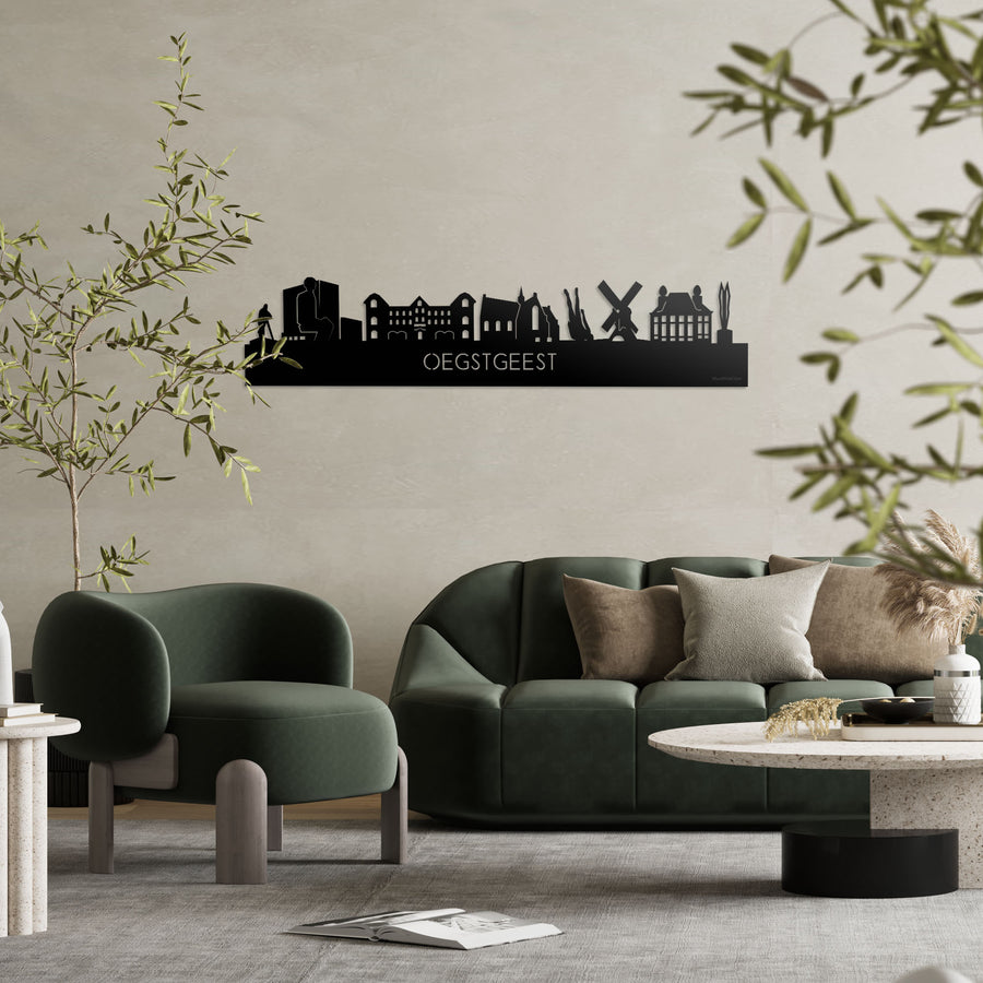Skyline Oegstgeest Zwart glanzend gerecycled kunststof cadeau decoratie relatiegeschenk van WoodWideCities