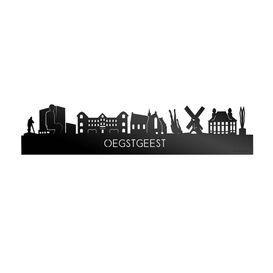 Skyline Oegstgeest Zwart glanzend gerecycled kunststof cadeau decoratie relatiegeschenk van WoodWideCities