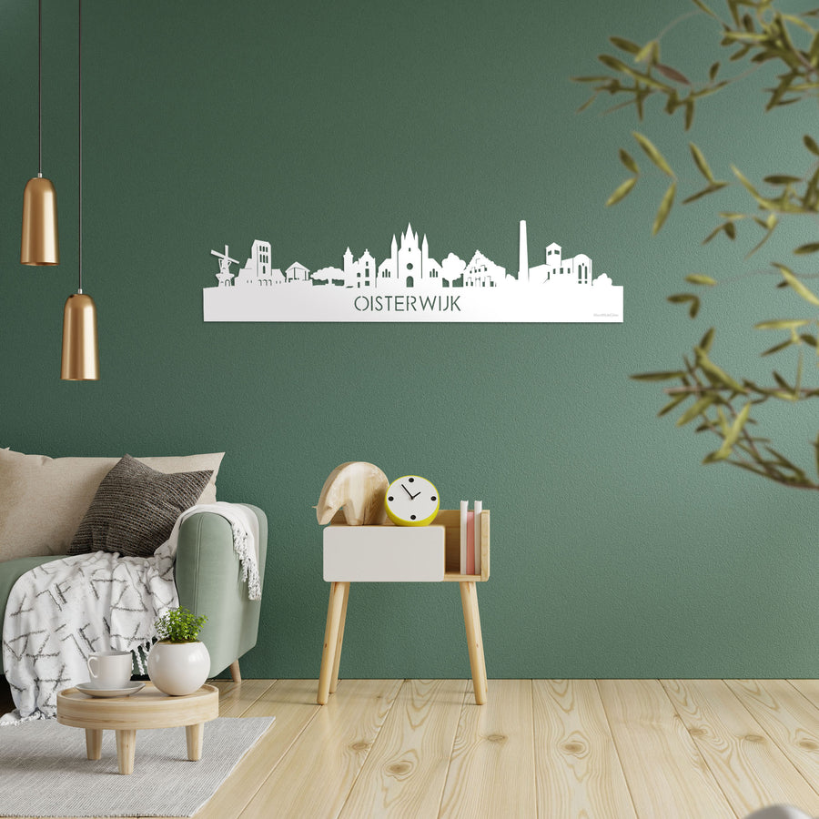 Skyline Oisterwijk Wit glanzend gerecycled kunststof cadeau decoratie relatiegeschenk van WoodWideCities