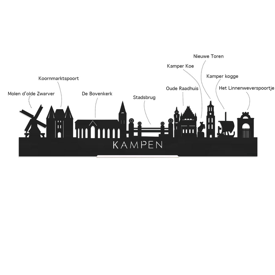 Skyline Onderzetters Kampen Eiken en noten houten cadeau decoratie relatiegeschenk van WoodWideCities