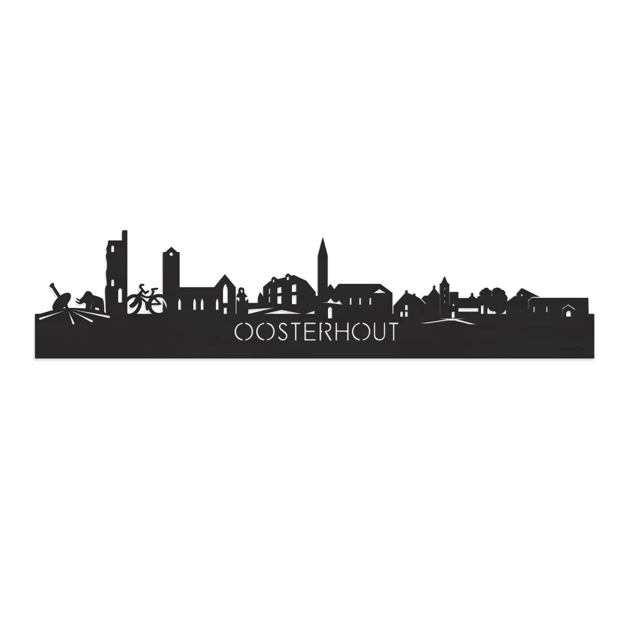 Skyline Oosterhout Zwart houten cadeau decoratie relatiegeschenk van WoodWideCities