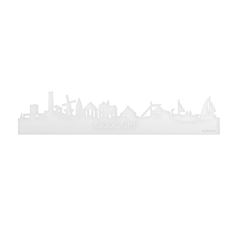 Skyline Ouddorp Wit glanzend gerecycled kunststof cadeau decoratie relatiegeschenk van WoodWideCities