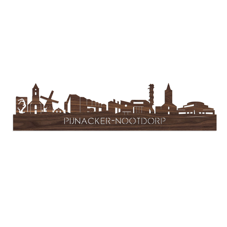 Skyline Pijnacker-Nootdorp Noten houten cadeau decoratie relatiegeschenk van WoodWideCities