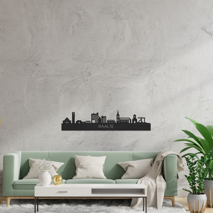 Skyline Raalte Zwart houten cadeau decoratie relatiegeschenk van WoodWideCities