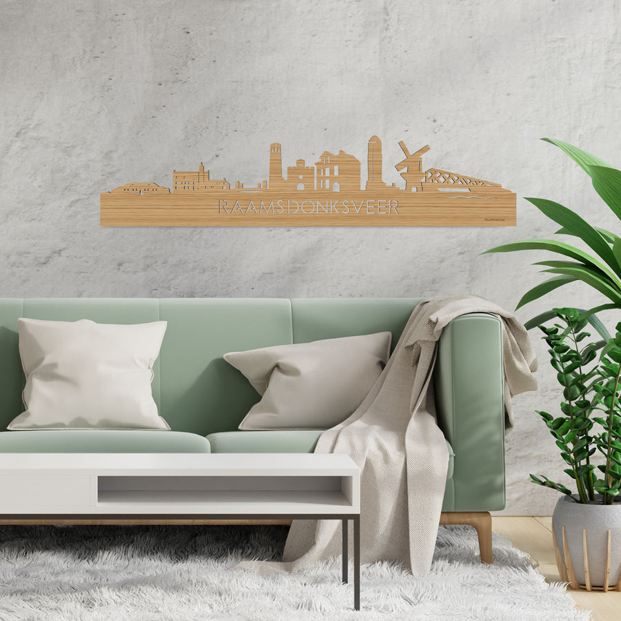Skyline Raamsdonksveer Bamboe houten cadeau decoratie relatiegeschenk van WoodWideCities