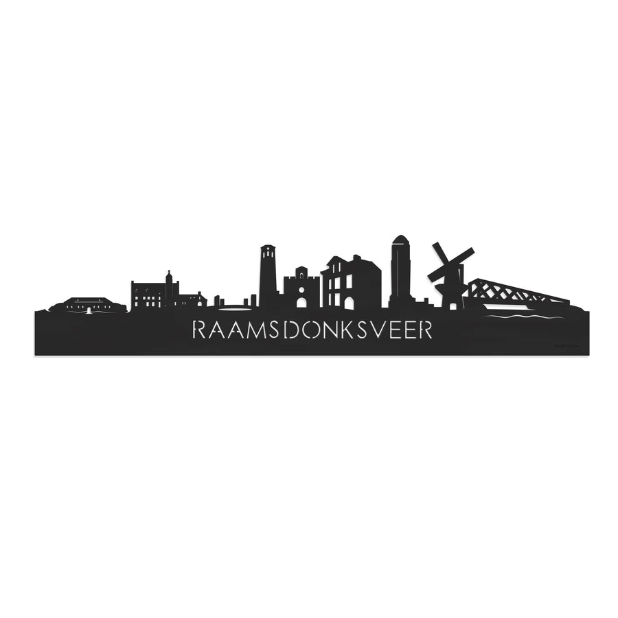 Skyline Raamsdonksveer Zwart houten cadeau decoratie relatiegeschenk van WoodWideCities