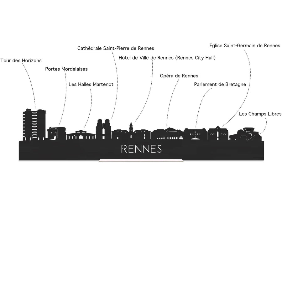 Skyline Rennes Palissander houten cadeau decoratie relatiegeschenk van WoodWideCities