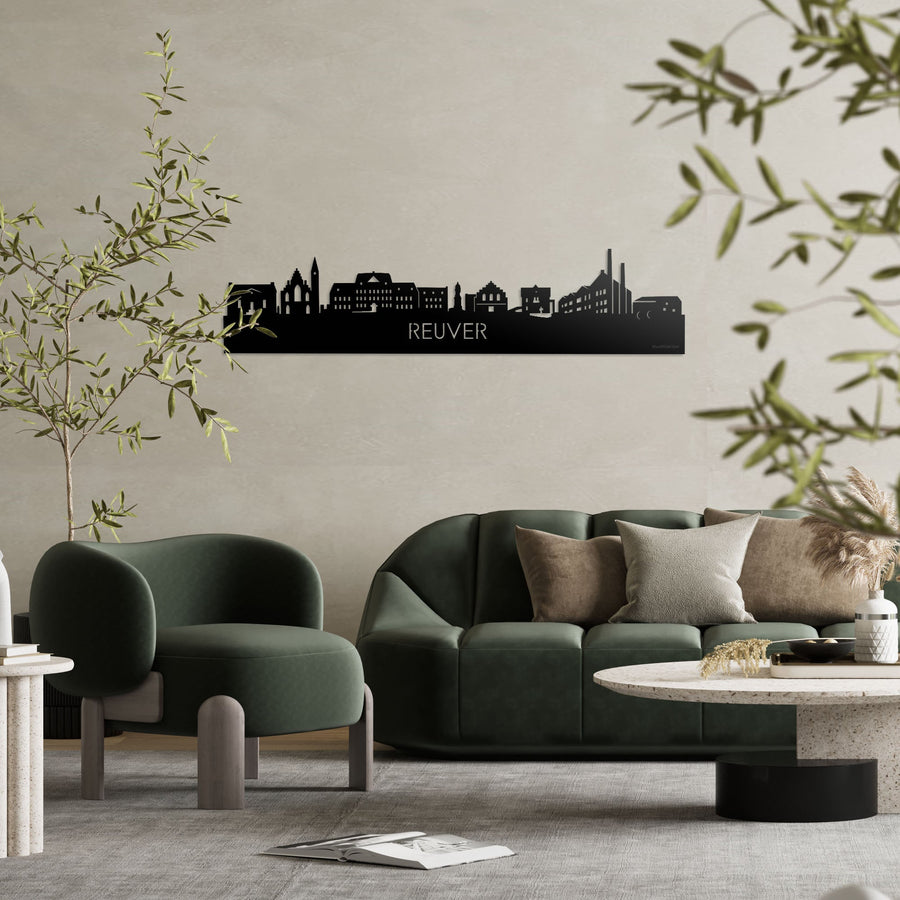 Skyline Reuver Zwart glanzend gerecycled kunststof cadeau decoratie relatiegeschenk van WoodWideCities