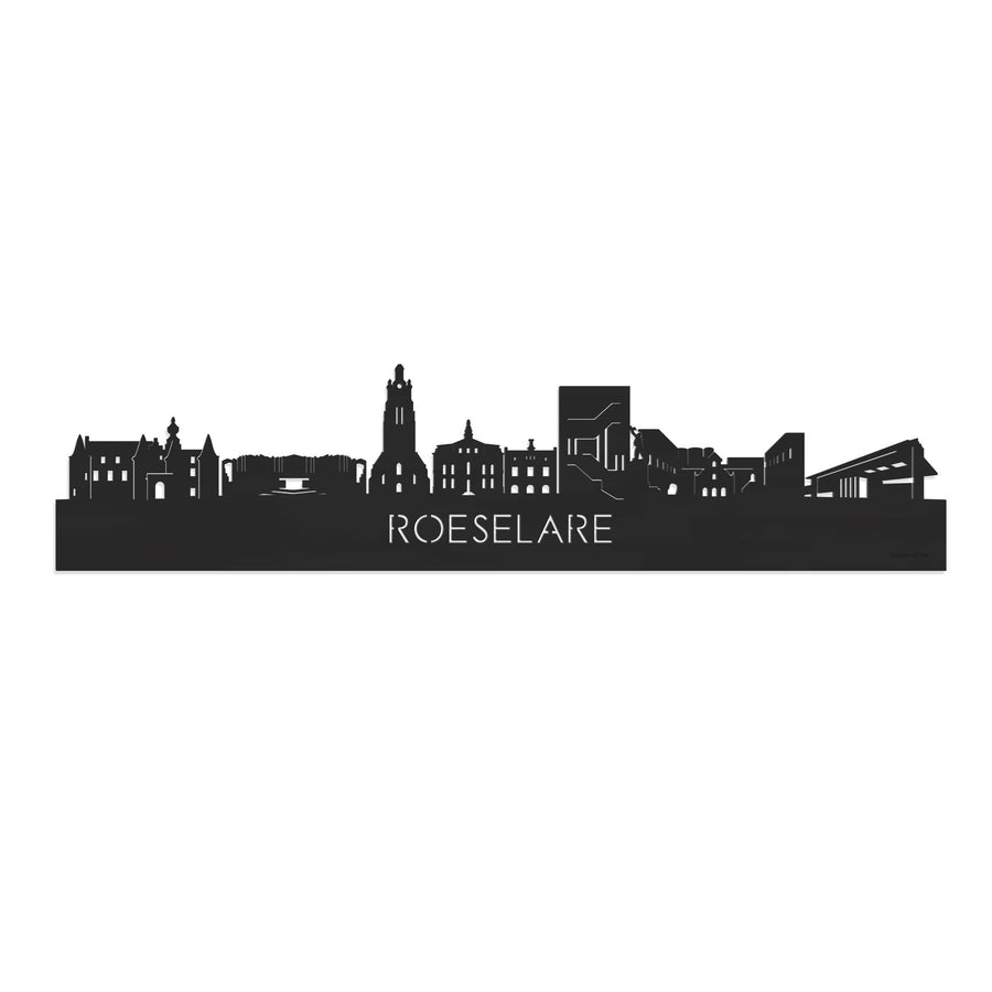 Skyline Roeselare Zwart houten cadeau decoratie relatiegeschenk van WoodWideCities