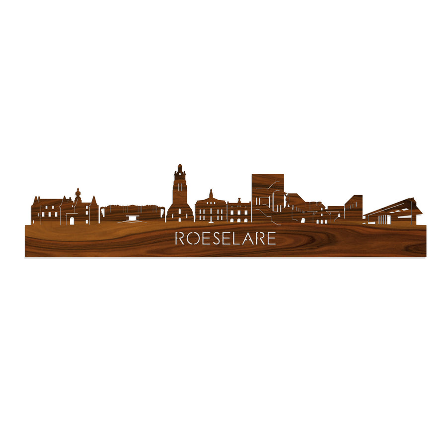 Skyline Roeselare Palissander houten cadeau decoratie relatiegeschenk van WoodWideCities