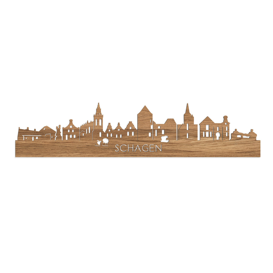 Skyline Schagen Eiken houten cadeau decoratie relatiegeschenk van WoodWideCities