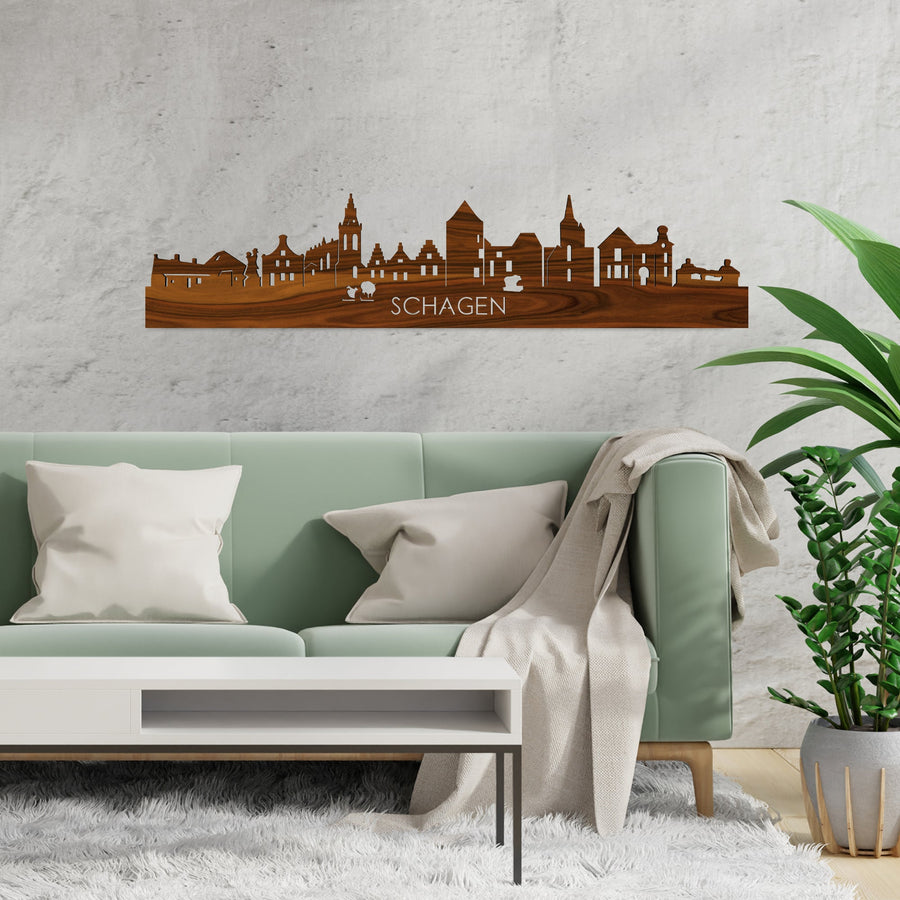 Skyline Schagen Palissander houten cadeau decoratie relatiegeschenk van WoodWideCities
