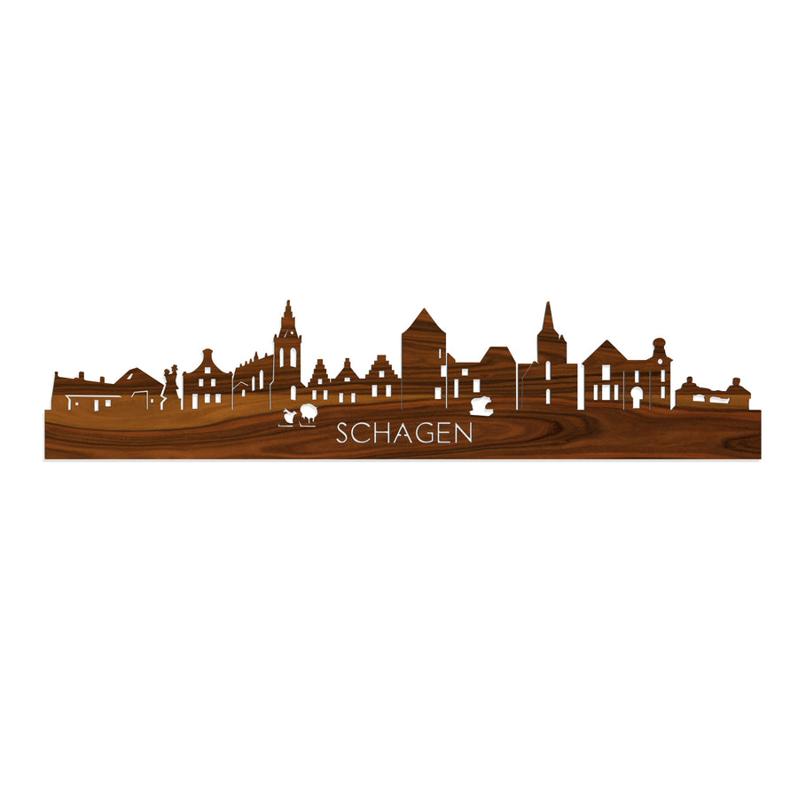 Skyline Schagen Palissander houten cadeau decoratie relatiegeschenk van WoodWideCities