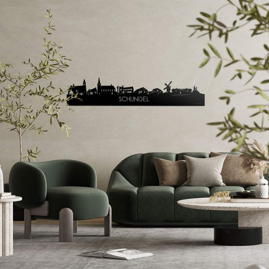 Skyline Schijndel Zwart glanzend gerecycled kunststof cadeau decoratie relatiegeschenk van WoodWideCities