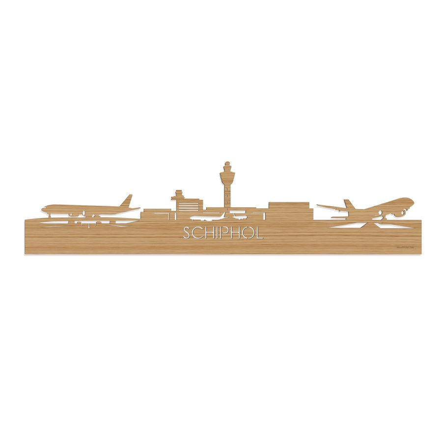 Skyline Schiphol Bamboe houten cadeau decoratie relatiegeschenk van WoodWideCities