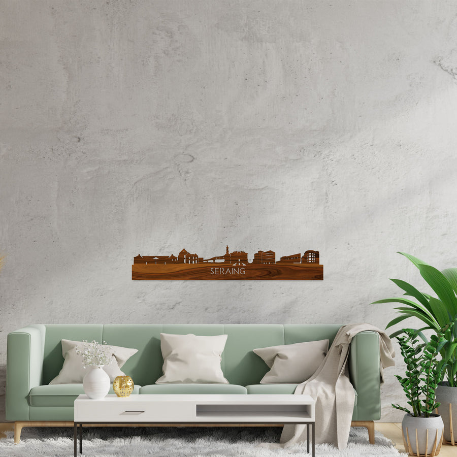 Skyline Seraing Palissander houten cadeau decoratie relatiegeschenk van WoodWideCities