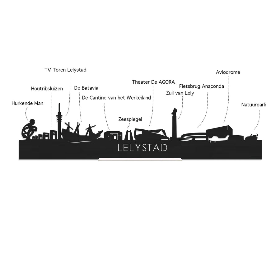 Skyline Serveerplank Lelystad houten cadeau decoratie relatiegeschenk van WoodWideCities