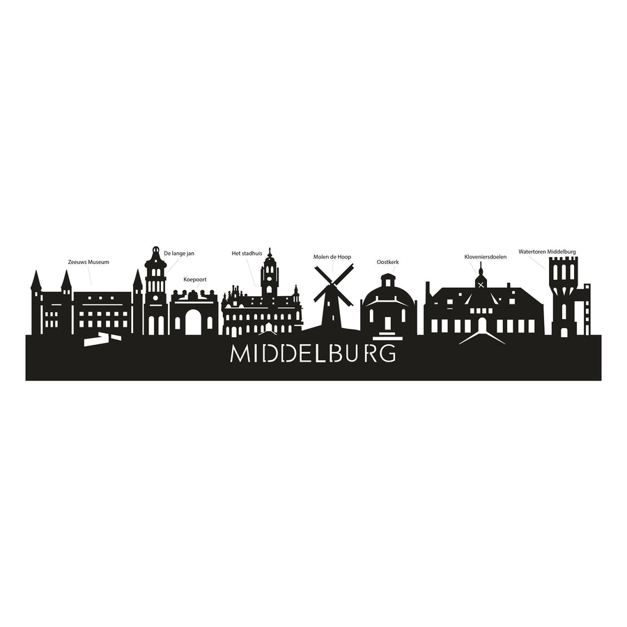 Skyline Serveerplank Middelburg houten cadeau decoratie relatiegeschenk van WoodWideCities