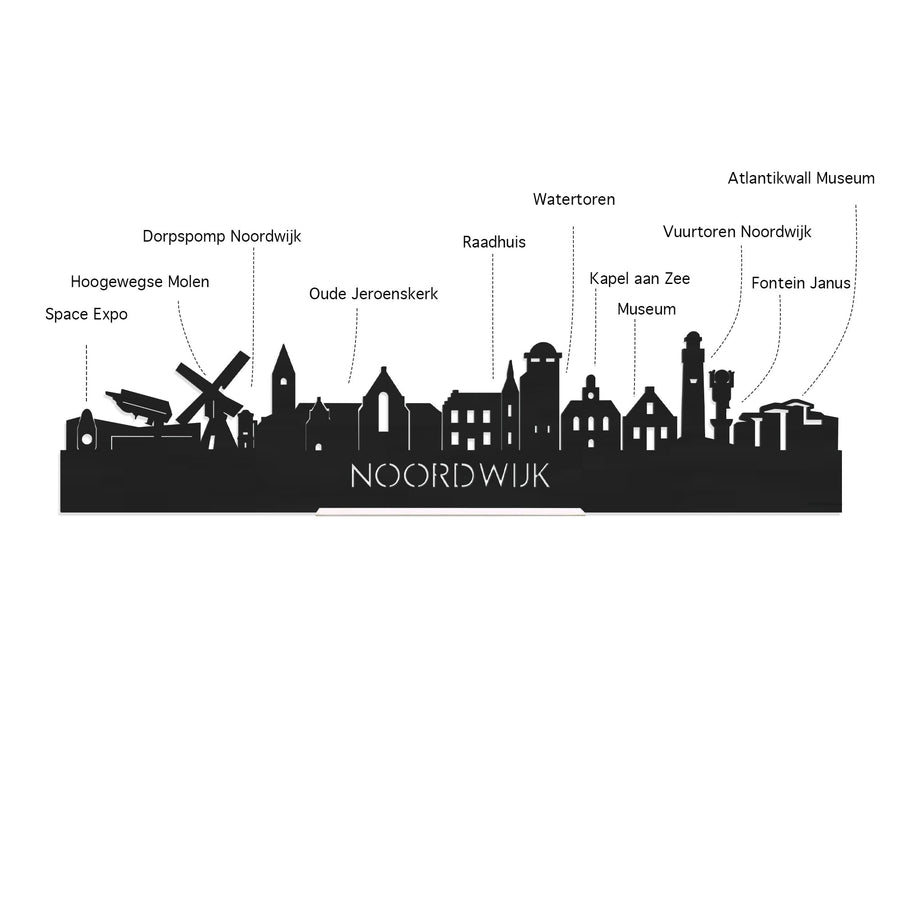 Skyline Serveerplank Noordwijk houten cadeau decoratie relatiegeschenk van WoodWideCities