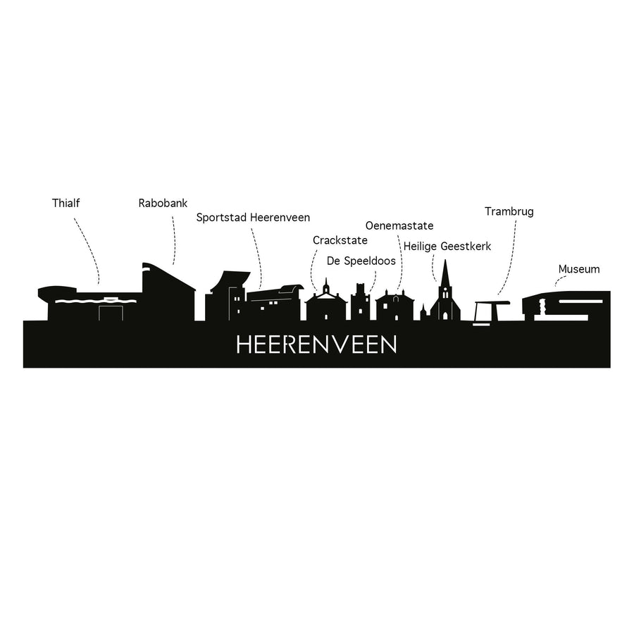 Skyline Serveerplank Rond Heerenveen houten cadeau decoratie relatiegeschenk van WoodWideCities
