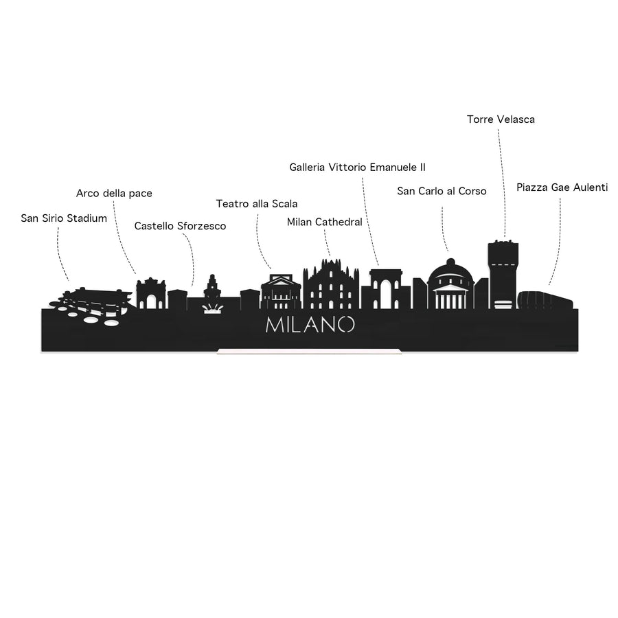 Skyline Serveerplank Rond Milano houten cadeau decoratie relatiegeschenk van WoodWideCities