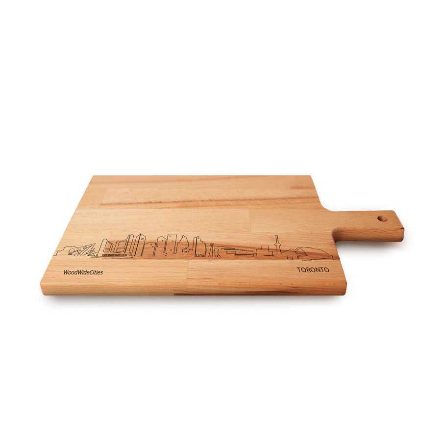Skyline Serveerplank Toronto houten cadeau decoratie relatiegeschenk van WoodWideCities