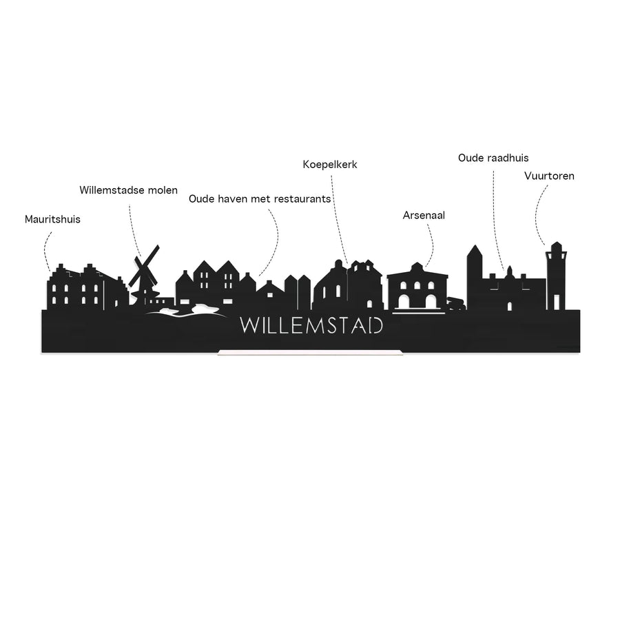 Skyline Serveerplank Willemstad houten cadeau decoratie relatiegeschenk van WoodWideCities