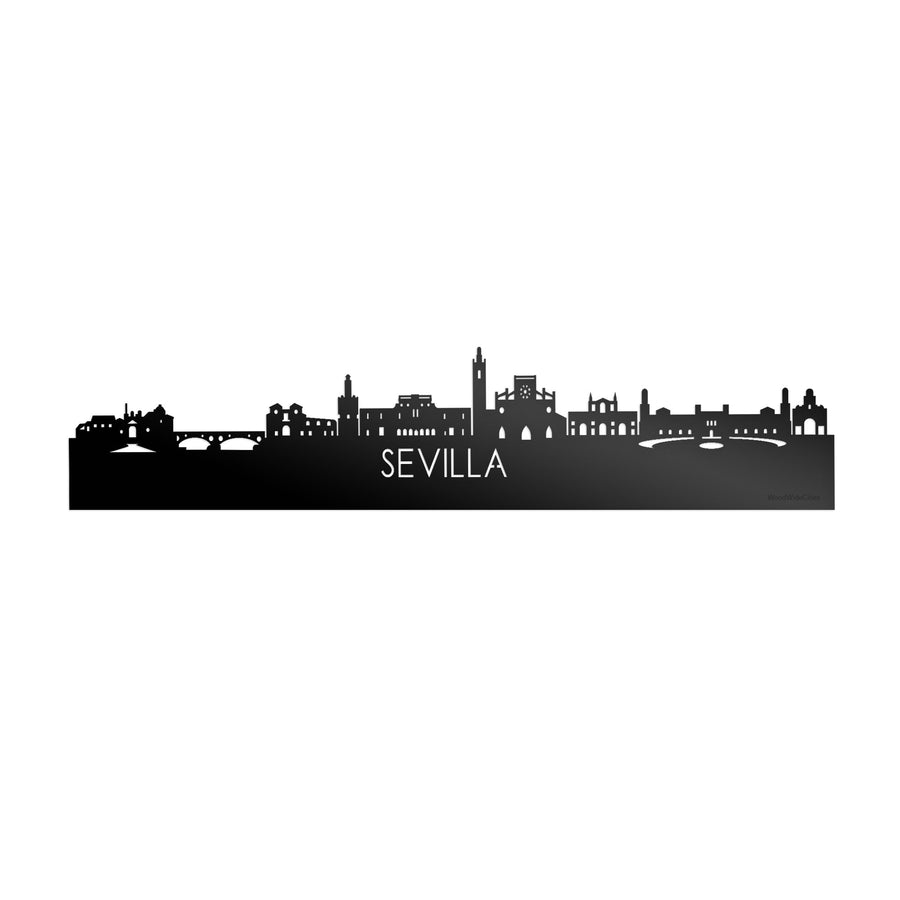 Skyline Sevilla Zwart glanzend gerecycled kunststof cadeau decoratie relatiegeschenk van WoodWideCities