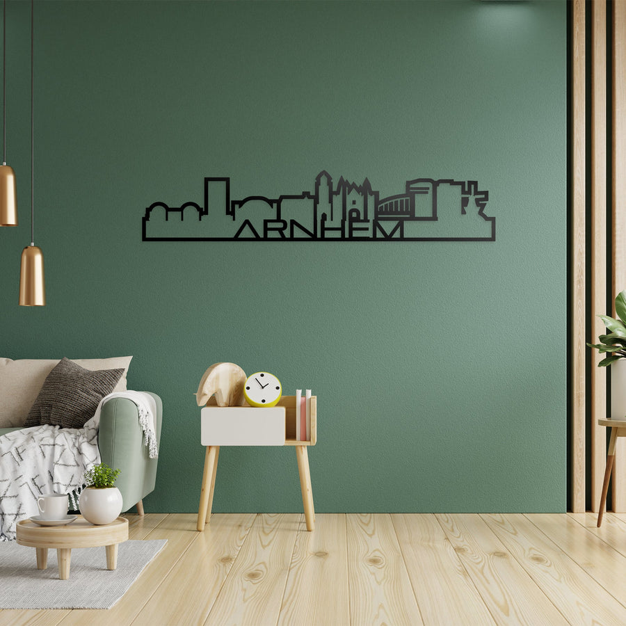 Skyline Shape Arnhem Zwart glanzend gerecycled kunststof cadeau decoratie relatiegeschenk van WoodWideCities