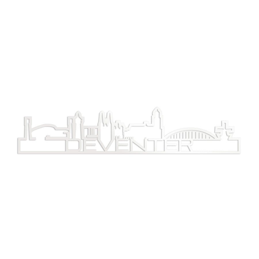 Skyline Shape Deventer Wit glanzend gerecycled kunststof cadeau decoratie relatiegeschenk van WoodWideCities