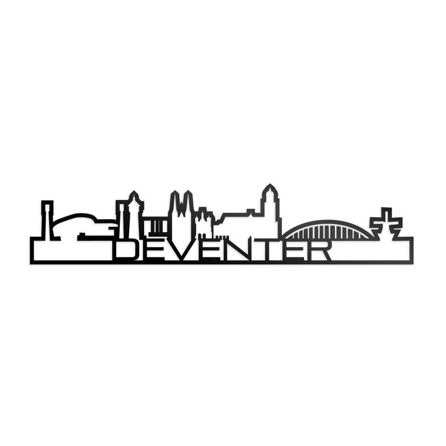 Skyline Shape Deventer Zwart glanzend gerecycled kunststof cadeau decoratie relatiegeschenk van WoodWideCities