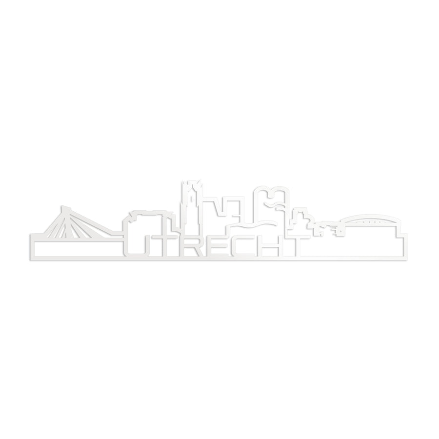 Skyline Shape Utrecht Wit glanzend gerecycled kunststof cadeau decoratie relatiegeschenk van WoodWideCities