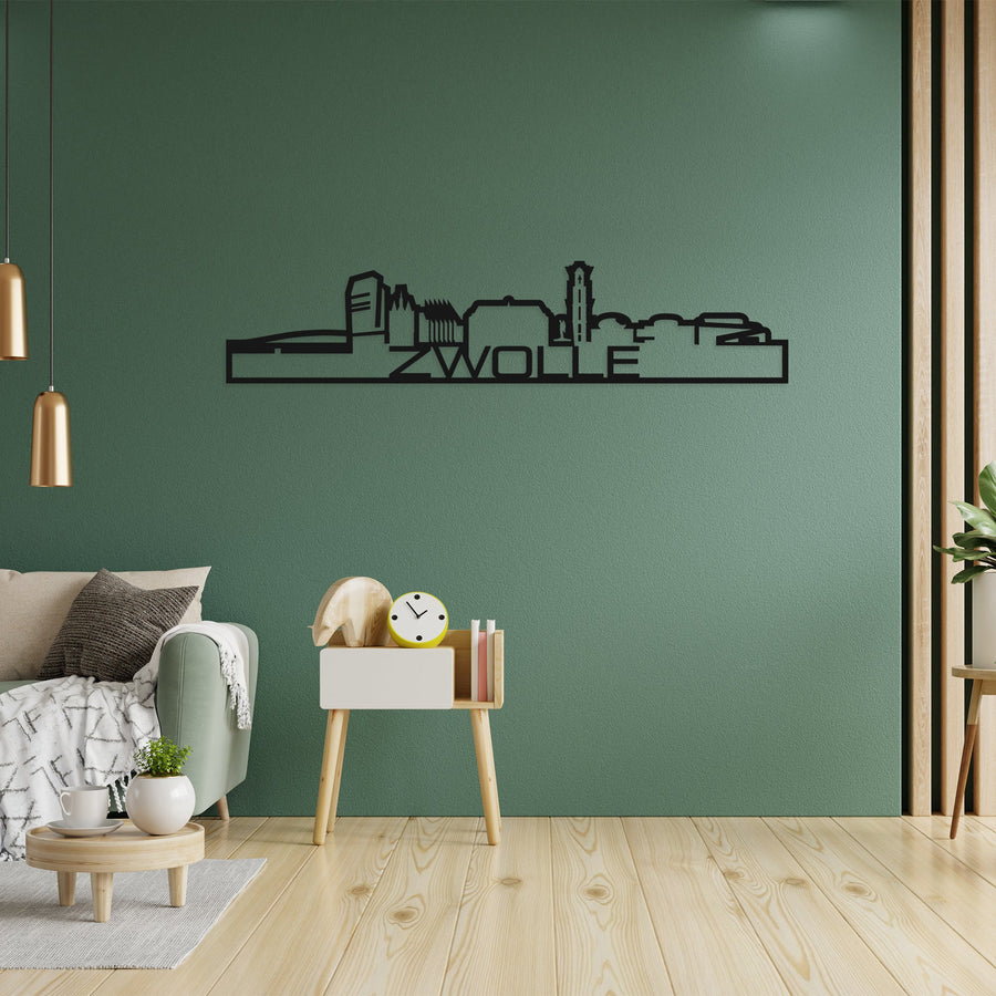 Skyline Shape Zwolle Black houten cadeau decoratie relatiegeschenk van WoodWideCities