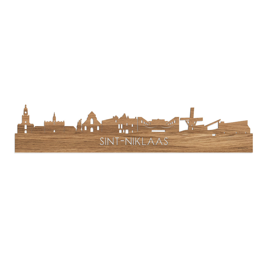 Skyline Sint-Niklaas Eiken houten cadeau decoratie relatiegeschenk van WoodWideCities