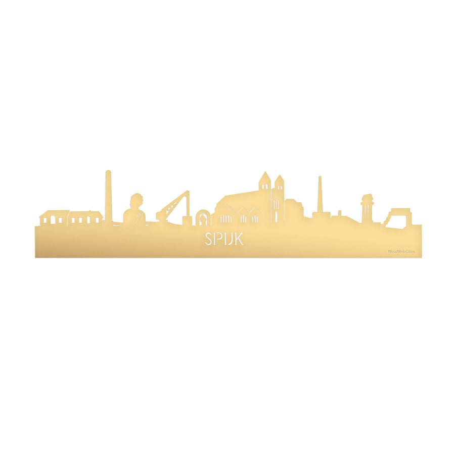 Skyline Spijk-Zevenaar Metallic Goud gerecycled kunststof cadeau decoratie relatiegeschenk van WoodWideCities