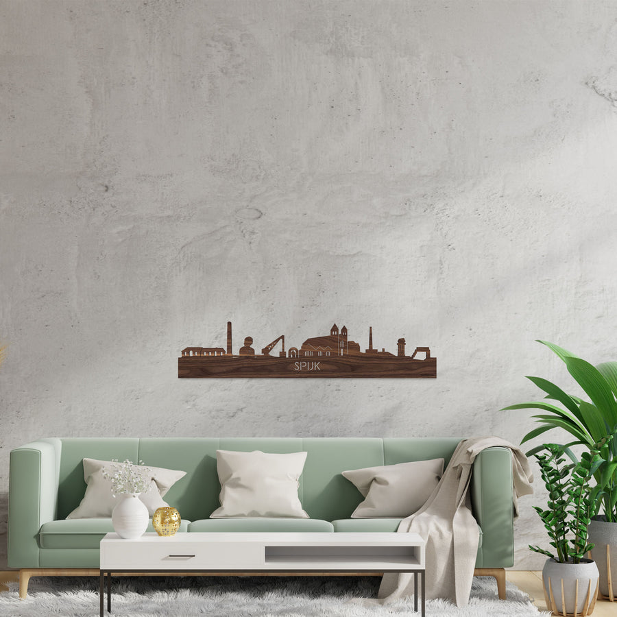 Skyline Spijk-Zevenaar Noten houten cadeau decoratie relatiegeschenk van WoodWideCities
