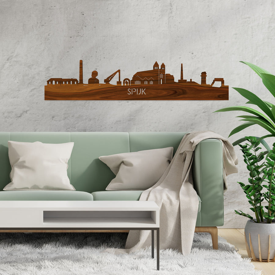 Skyline Spijk-Zevenaar Palissander houten cadeau decoratie relatiegeschenk van WoodWideCities