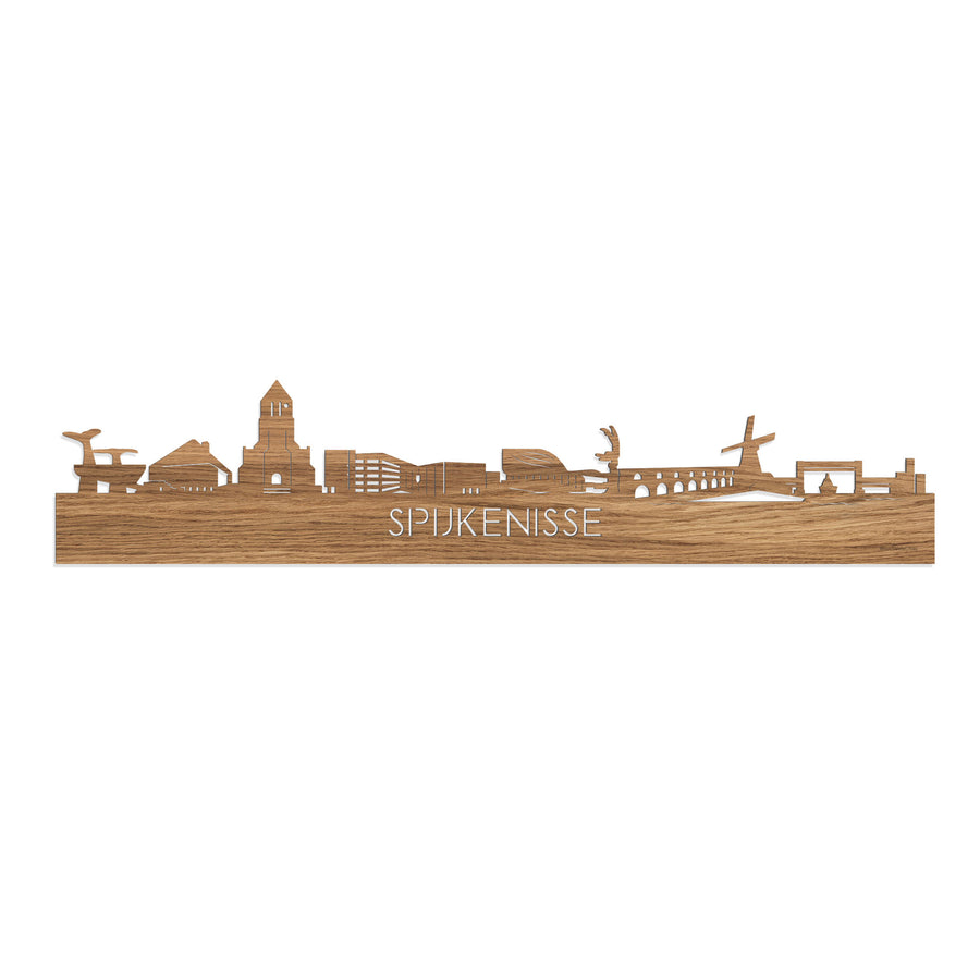 Skyline Spijkenisse Eiken houten cadeau decoratie relatiegeschenk van WoodWideCities