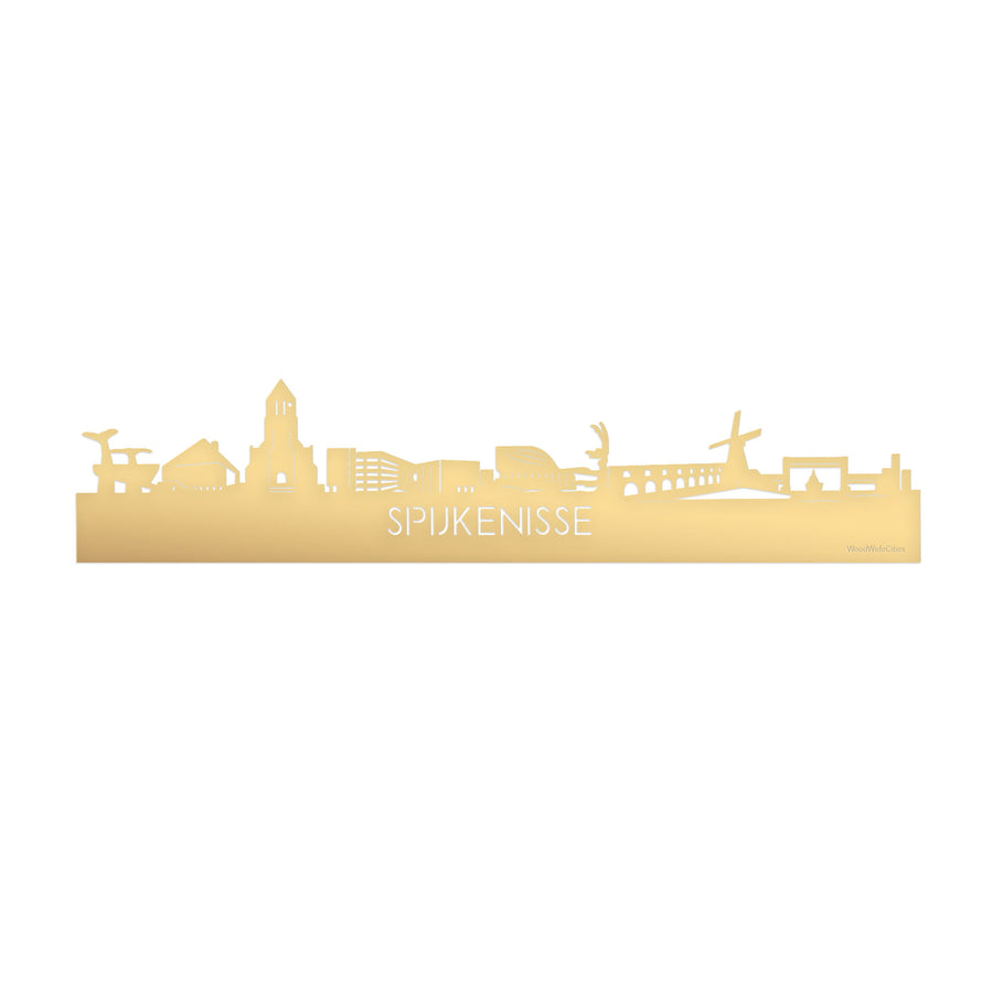 Skyline Spijkenisse Metallic Goud gerecycled kunststof cadeau decoratie relatiegeschenk van WoodWideCities